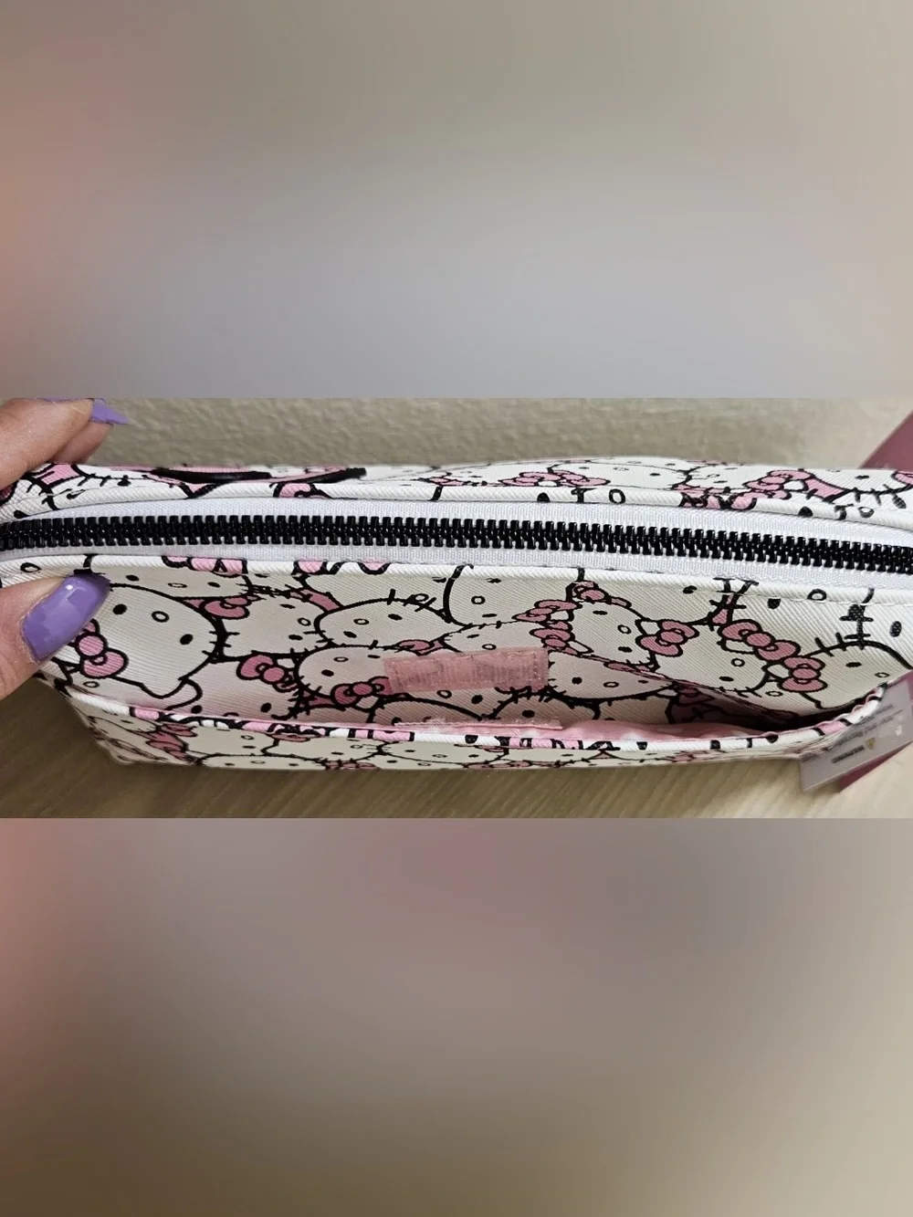 Hello Kitty Cosmetic Pouch Bag Waterproof Faux Leather Impressions Vanity Sanrio